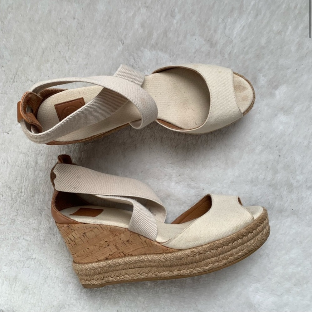 Tory Burch Beige and Brown Espadrille Sandals